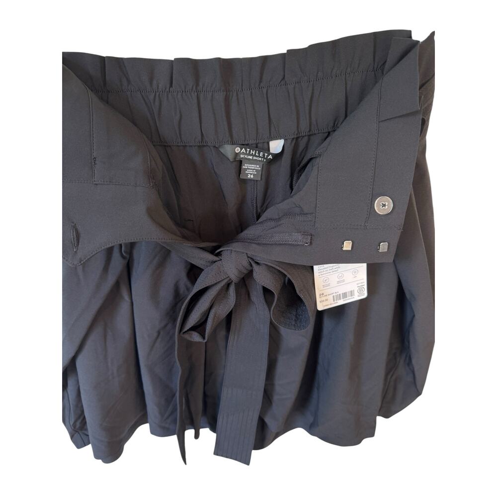 ATHLETA NWT Skyline Short II Black Size 26 Plus Sized Paperbag Waist Athleisure - Picture 3 of 6
